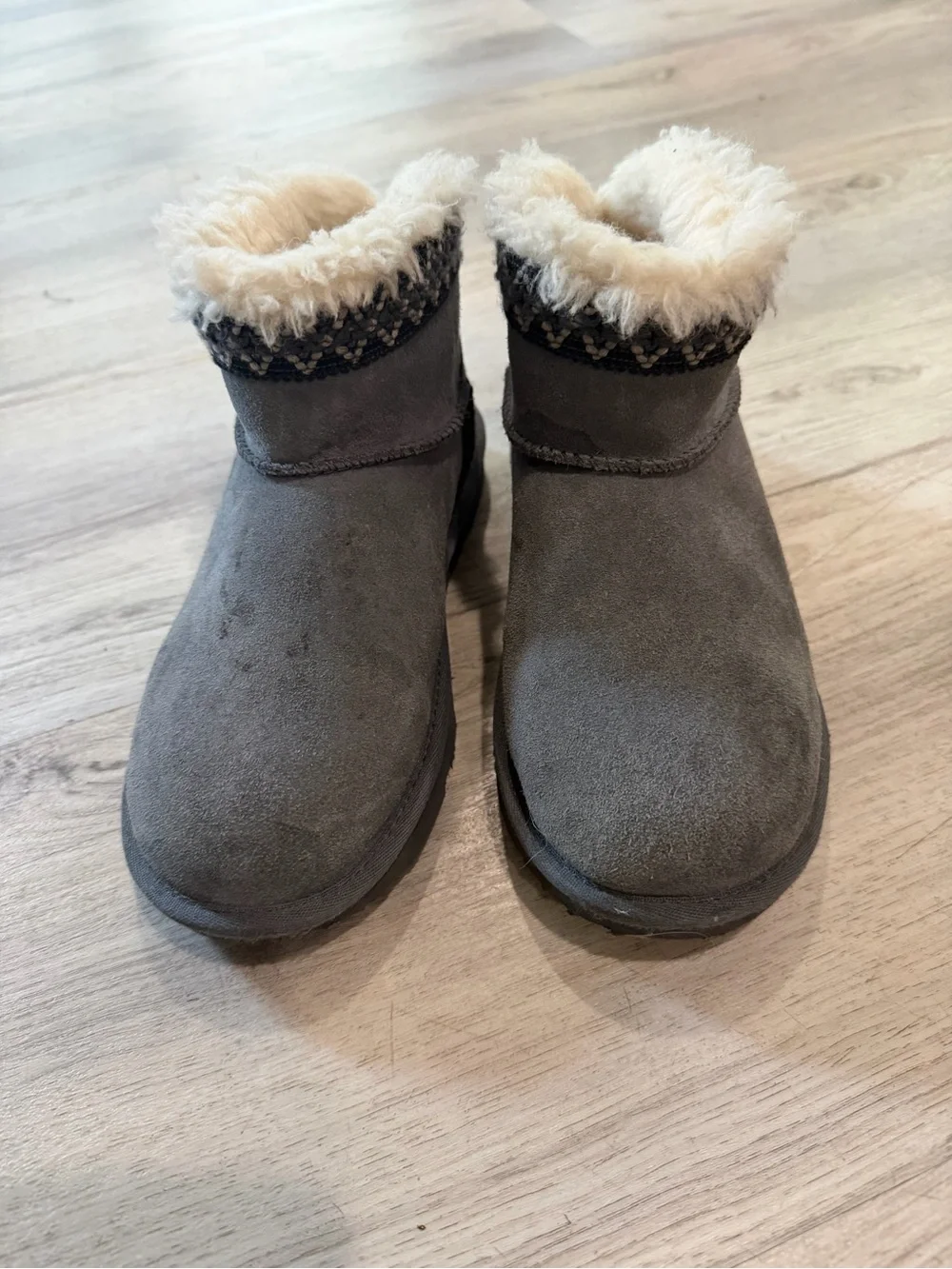 Plush Lined Gray big kids Ankle uggs